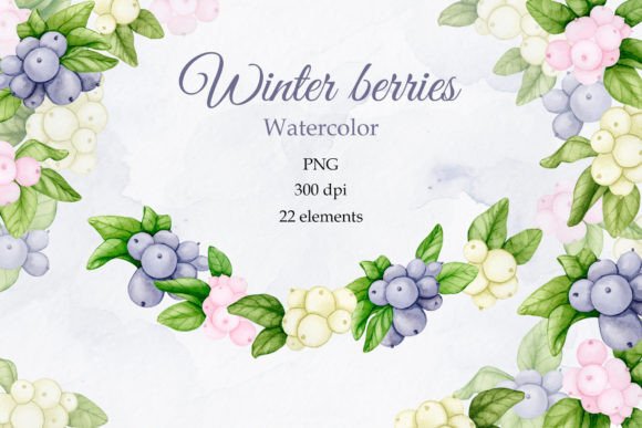 Download Winter Berries.Watercolor PNG Collection - Collection Collection