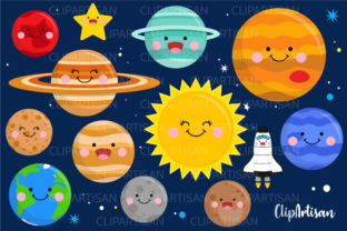 Download Kawaii Happy Planets Clip Art - Planets Collection