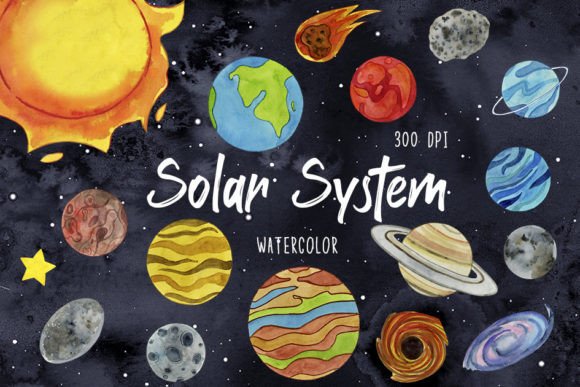 Download Watercolor Solar System Clipart, Planets - Planets Collection