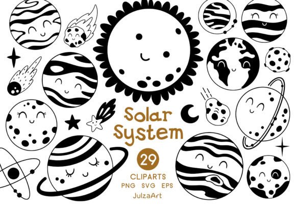 Download Solar System Clipart, Black Planets Svg - Planets Collection