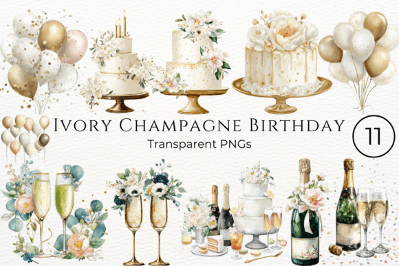 Download Ivory Champagne Birthday Clipart - Birthday clipart Collection